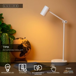 TIPIK Akumulatorowa lampa stołowa Battery pack- LED 3 StepDim 1x3W 2700K biały 36622/03/31 Lucide - zdjęcie dodatkowe 1